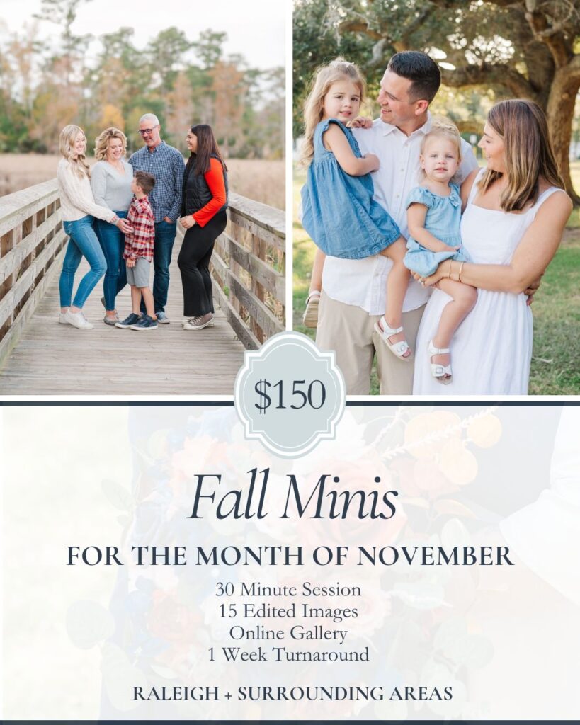 fall mini sessions in raleigh nc for november 2025